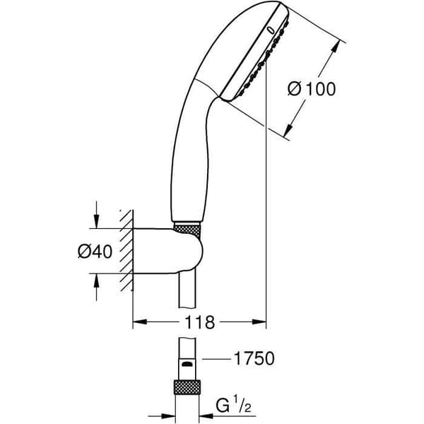 GROHE - 1-suihkuinen suihkusetti seinäkiinnikkeellä
