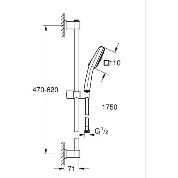 Brusesæt med 2-strålet brusehoved, stang og slange - GROHE Vitalio Comfort 110 26928001 - Nemt valg - Vandbesparende