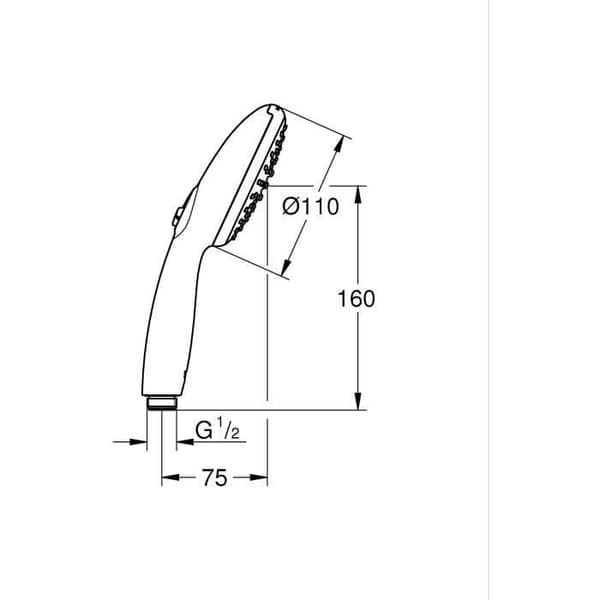 Brusehoved - GROHE Vitalio Start 110 27946001 - 2 dyser (Regn/stimulerende) - Vandbesparende - Antikalkproces - Krom