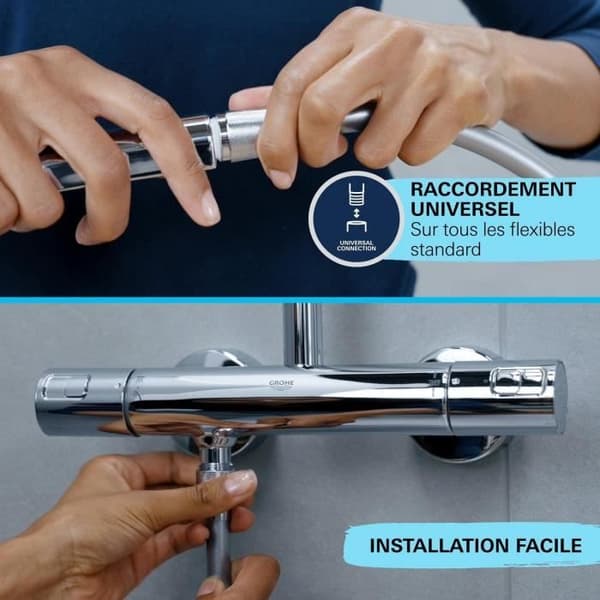 Brusehoved - GROHE Vitalio Start 110 27946001 - 2 dyser (Regn/stimulerende) - Vandbesparende - Antikalkproces - Krom