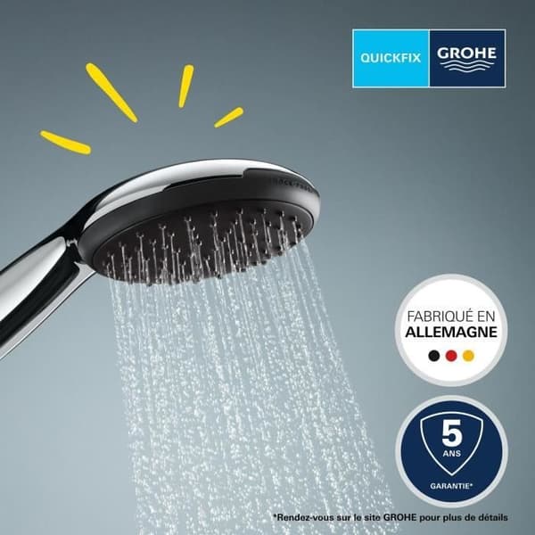 Brusehoved - GROHE Vitalio Start 110 27946001 - 2 dyser (Regn/stimulerende) - Vandbesparende - Antikalkproces - Krom