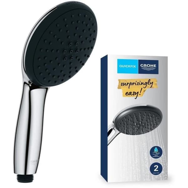 Brusehoved - GROHE Vitalio Start 110 27946001 - 2 dyser (Regn/stimulerende) - Vandbesparende - Antikalkproces - Krom