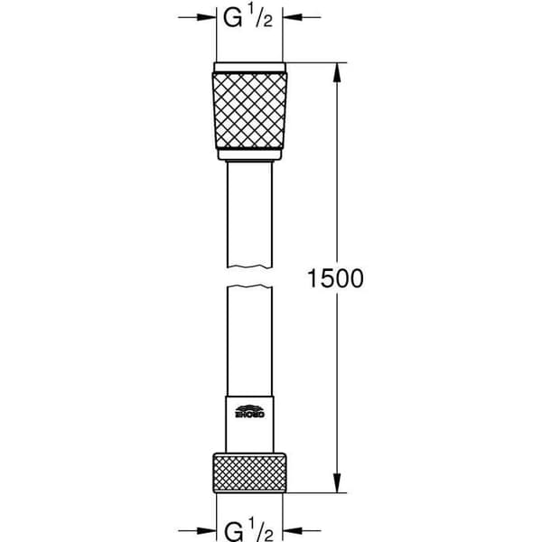 Bruserslange - GROHE VitalioFlex 28743002 - 1,5m - Anti-knæk og vridningssikker - Universaltilslutning - Glat overflade - Krom