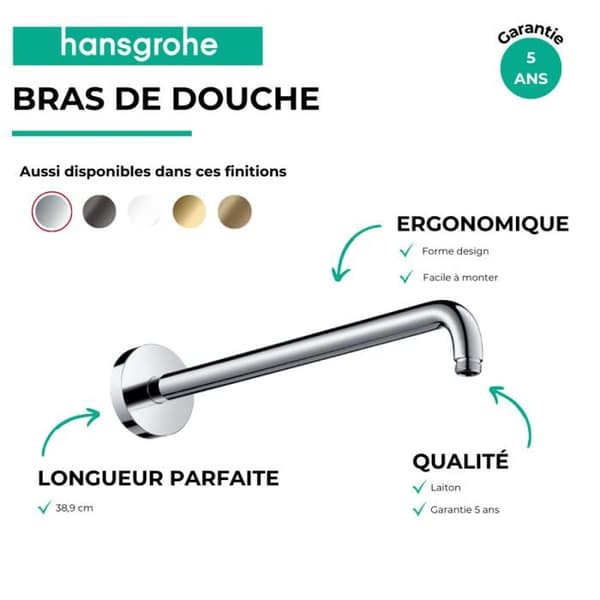 Hansgrohe - Duscharm M ½' 389 mm, polerat guldlook (27413990)