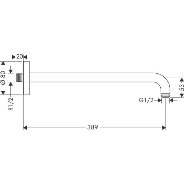 Hansgrohe - Duscharm M ½' 389 mm, polerat guldlook (27413990)