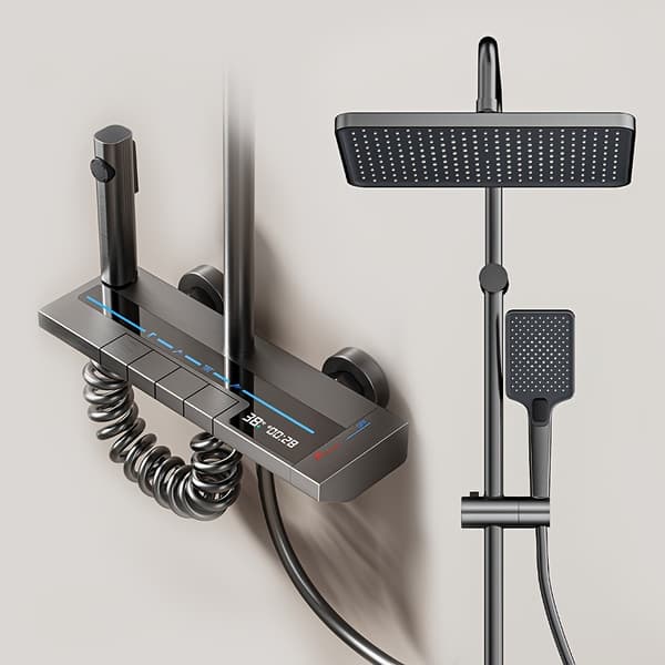 Luksus Brusesystem, Firkantet Design, Smart Digital Termostat, Nem Montering