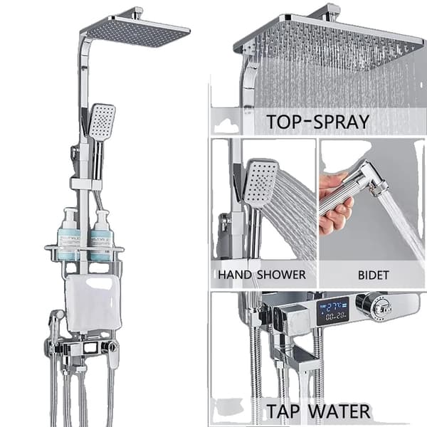 Duschkran, mässingsmaterial, enhandsgrepp,Chrome-4Ways-ABS