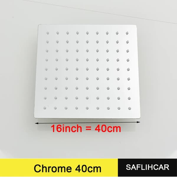 Brusehoved til badeværelse, sort 16 tommer, krom 16 tommer,Chrome 16 tommer