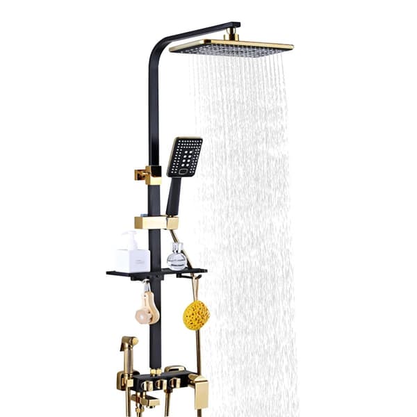 Regnbruser, Elegant Sort og Guld Design, Justerbar Højde 29,53-47,24 tommer,sort, 12 tommer