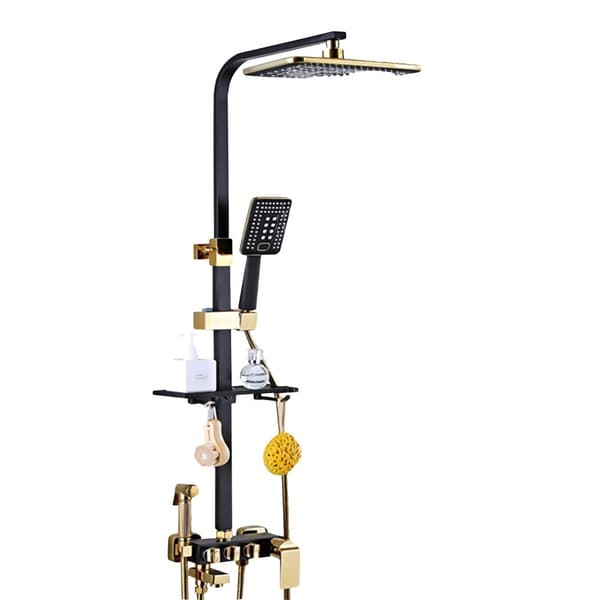 Regnbruser, Elegant Sort og Guld Design, Justerbar Højde 29,53-47,24 tommer,sort, 12 tommer