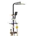 Miniatyrbillede 1 af 2: Regnbruser, Elegant Sort og Guld Design, Justerbar Højde 29,53-47,24 tommer,sort, 12 tommer