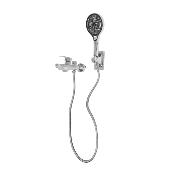 Mixer Ventil Duschbadset, Hållbar Konstruktion, Flexibel Slang,Silver