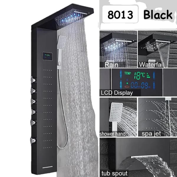 Bruserpanel System, LED Lys, Temperaturvisning,Sort 8013