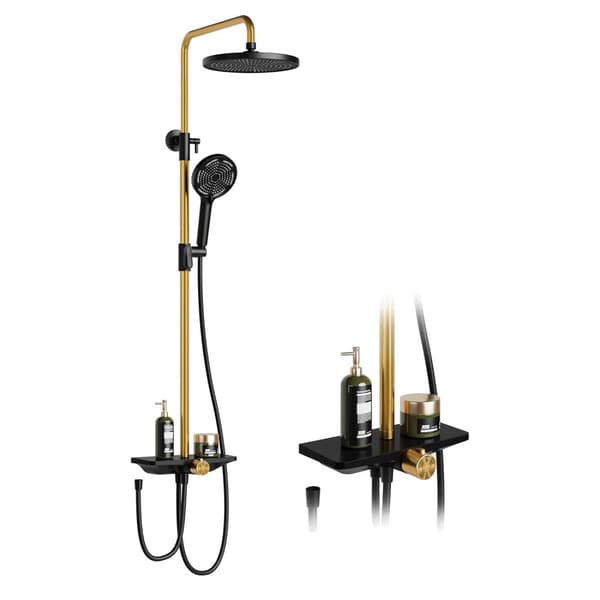 Badrum Duschsystem, Regndusch och Handdusch, Väggmonterad,Guld