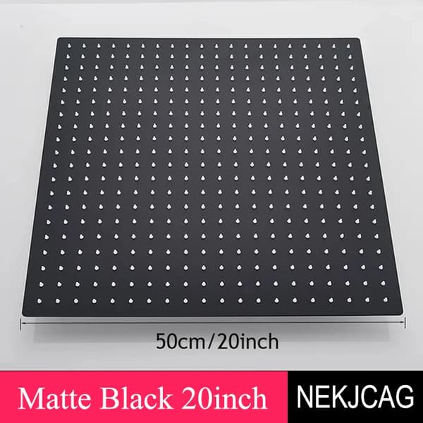 Sateenomainen suihkupää, 20 tuuman koko, vesiennätystekniikka,Matte Black 20 tuumaa