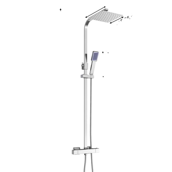 Termostatisk brusesæt, justerbar stang, sikkerhedsknap ved 38°C,40CM