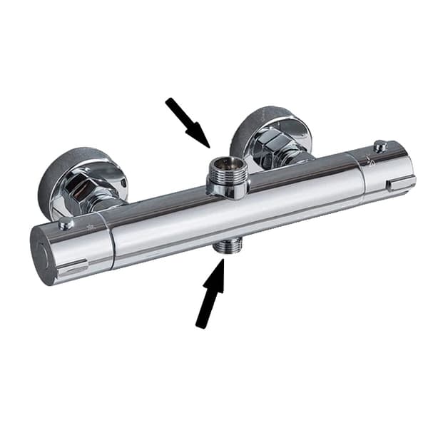 Termostatisk bruserarmatur, holdbart messingmateriale, dobbelt håndtag kontrol,Chrome D