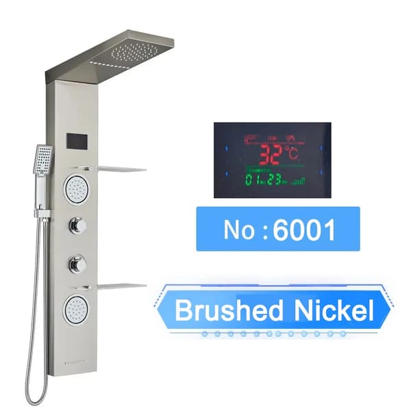 LED Bruserpanel, Digital Temperaturvisning, Vægmonteret Installation,Børstet nikkel 6001