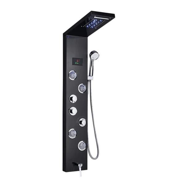 Luksus Brusepanel, Vandkraft LED Indikator, Triple Håndtag Kontrol,9001 Sort