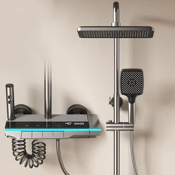 Smart Digital Bruserarmatur Sæt, Justerbar Højde, Elektroplateret Finish,3