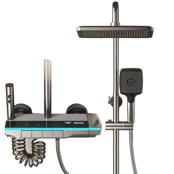Smart Digital Bruserarmatur Sæt, Justerbar Højde, Elektroplateret Finish,3