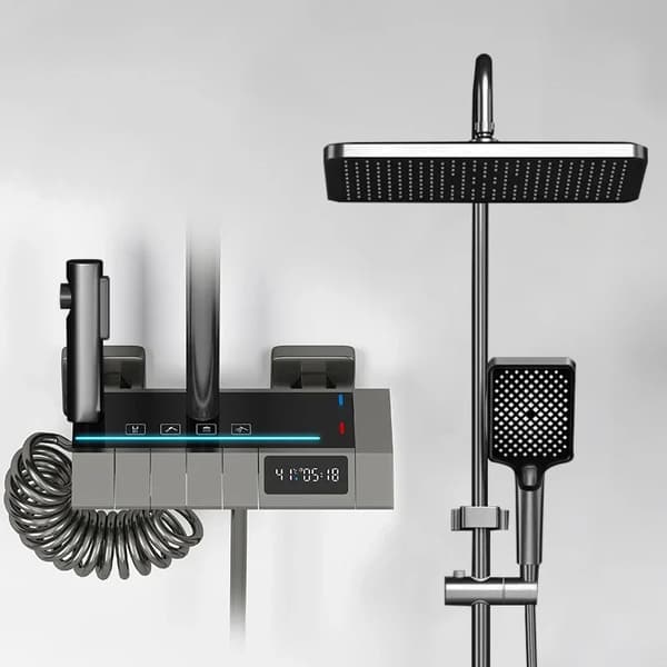 Duschhuvudset för badrum, Digital LED-display, Termostatisk kontroll,3