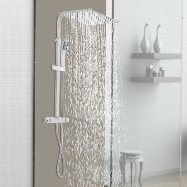 Termostatisk brusesystem, 11,81 tommer regnvejrshoved, håndholdt spraykombination,33 cm, 11,81 tommer, 150 cm