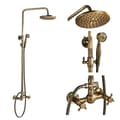 Miniatyrbillede 1 af 2: Antik Messing Brusesystem, Dobbelt Håndtag Design, 8 Tommer Regnbruserhoved,B ingen hylde