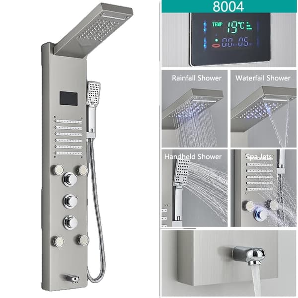 LED Duschblandare, Digital Temperaturdisplay, Kroppsmassage System,Borstad 8004