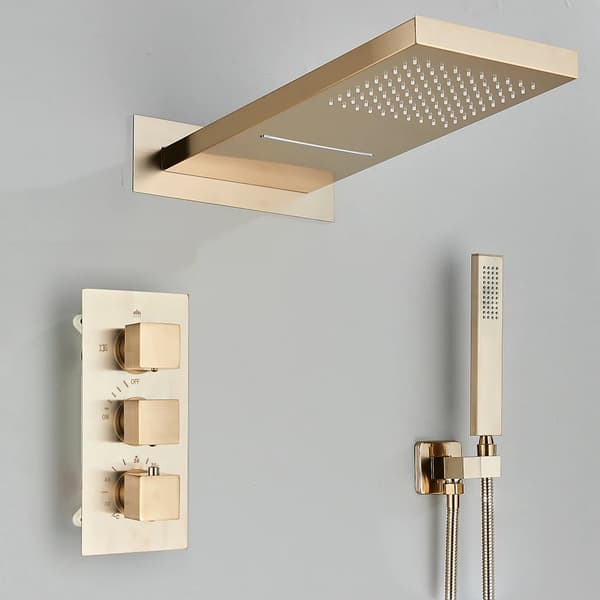 Badeværelse Brusehane, Termostatisk Kontrol, Vægmonteret Design,Børstet Guld A