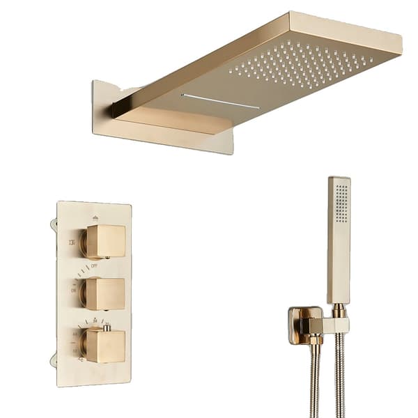 Badeværelse Brusehane, Termostatisk Kontrol, Vægmonteret Design,Børstet Guld A