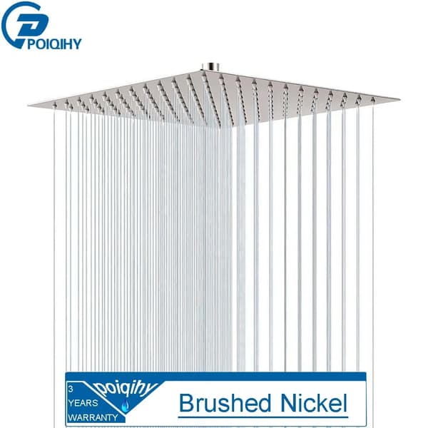 Duschhuvud, ultratunt design, stort flöde,Borstad nickel