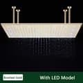 Miniatyrbild 2 av 2: LED Regnduschhuvud, Takmonterad, Smart Vattenflöde Drivet,Borstad Guld LED