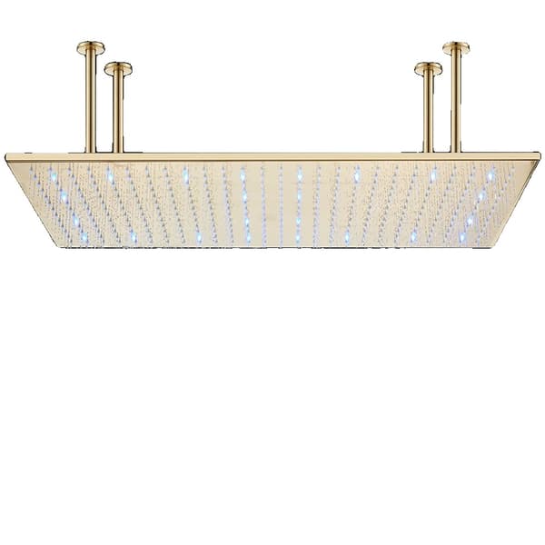 LED Regnduschhuvud, Takmonterad, Smart Vattenflöde Drivet,Borstad Guld LED