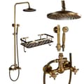 Miniatyrbild 1 av 2: Brass Antik Badrum Duschkran Set, 8 Tum Rund Duschhuvud, Höjdjusterbar,FHL1-J