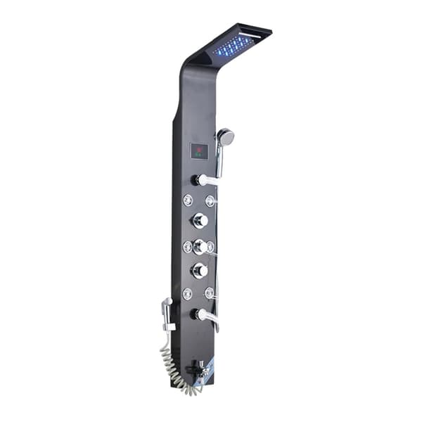 Vægmonteret brusepanel, LED-display, temperaturkontrol, moderne design,Sort 8009