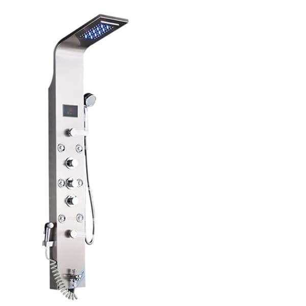 LED Duschpanel, Vattenfall Regndesign, Spa Massage Sprutare,Borstad nickel 8009