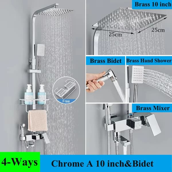Sort messing bruserarmatur, messing bidet, holdbar ABS håndbruser,Krom A 10 tommer