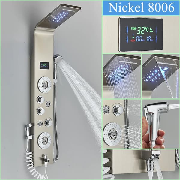 LED Temperaturdisplay Bruserpanel, 6 Vandtilstande, Holdbart Rustfrit Stål,Nickel-L-8006