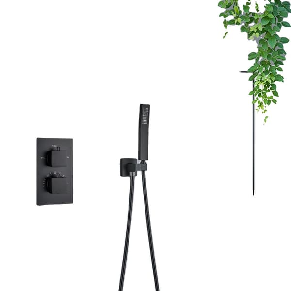 Loftbruserarmatur, termostatisk kontrol, LED-lys funktion,Matte Black LED
