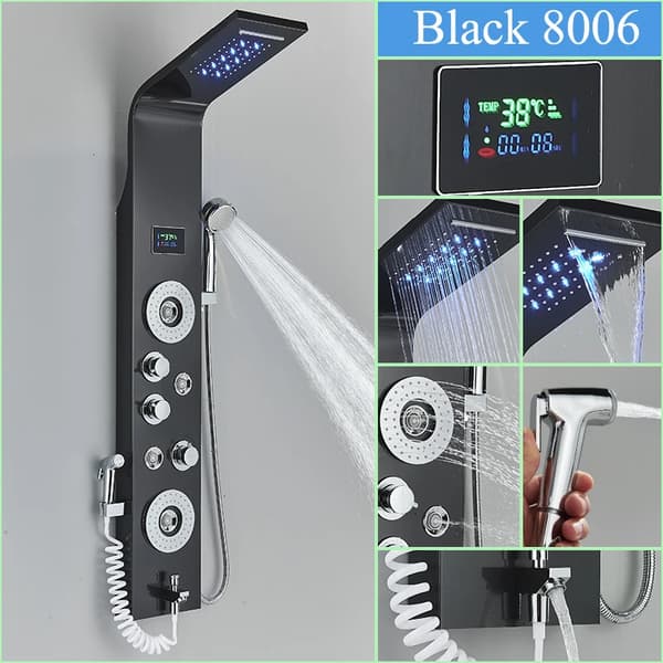 LED Bruse System, Temperatur Display, Multifunktionel Massage,Sort-L-8006