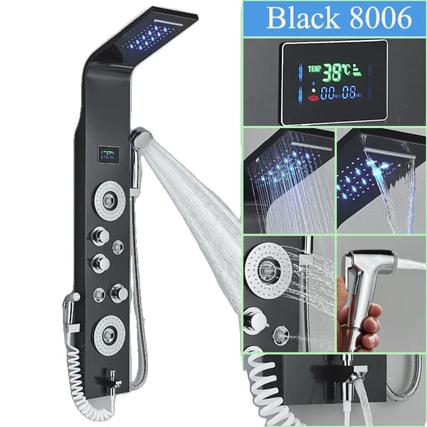 LED Bruse System, Temperatur Display, Multifunktionel Massage,Sort-L-8006