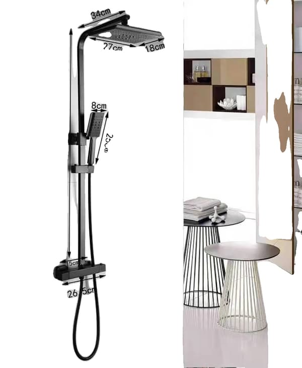 Guld Duschhuvud, Termostatisk Funktion, Vattenbesparande Design