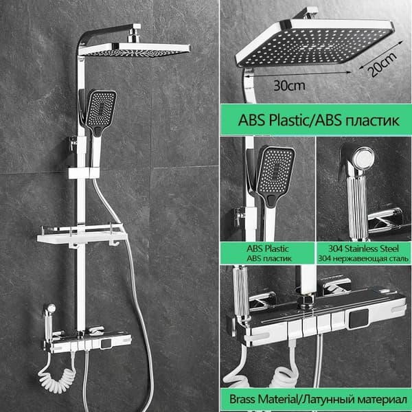 Bruserarmatur, Termostatisk Kontrol, Elegant Finish,Krom-A