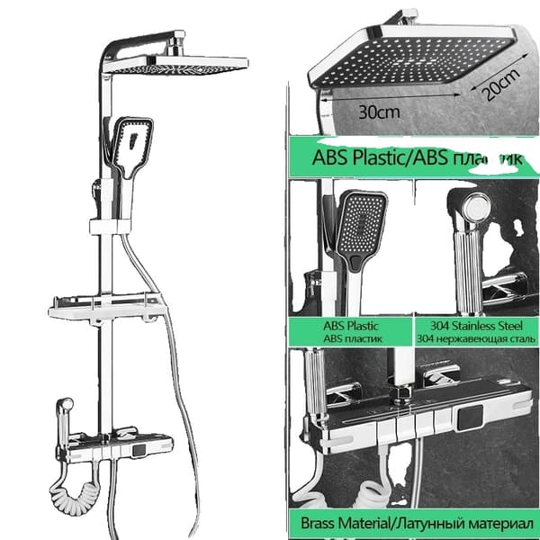 Bruserarmatur, Termostatisk Kontrol, Elegant Finish,Krom-A