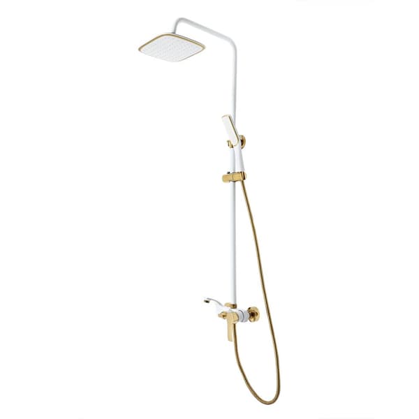 Väggmonterat badrumsduschset, justerbar höjd, tre vattenutlopp lägen, modern design,VIT, G1/2