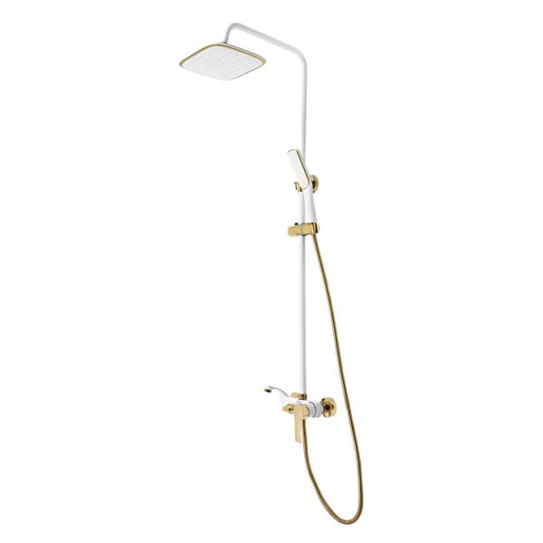 Väggmonterat badrumsduschset, justerbar höjd, tre vattenutlopp lägen, modern design,VIT, G1/2