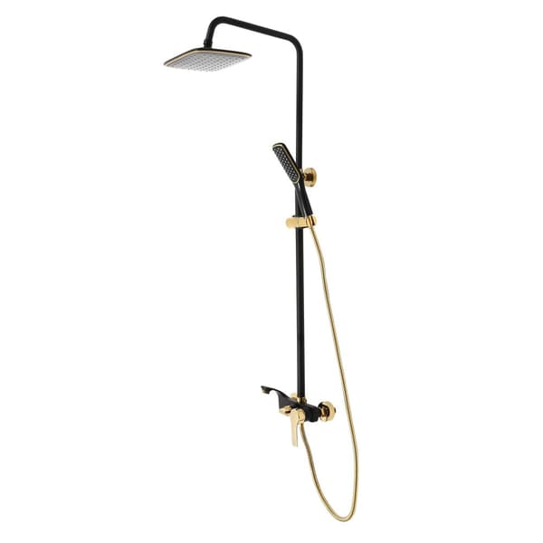 Väggmonterat badrumsduschset, justerbar höjd, tre vattenutlopp lägen, modern design,G1/2, svart