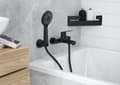 Miniatyrbillede 2 af 3: Brusehoved med 3 funktioner, matsort hydromassage Jasmin