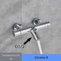 Miniatyrbillede 2 af 2: Termostatisk bruserarmatur, holdbart messingmateriale, dobbelt håndtag kontrol,Chrome B